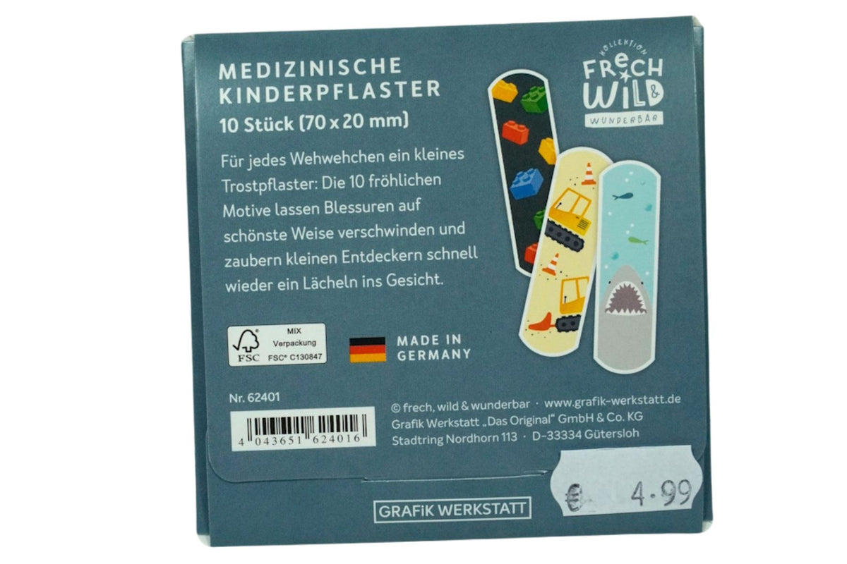 10 Kinder Trost Pflaster medizinisch coole Motive für kleine Abenteurer Grafik Werkstatt