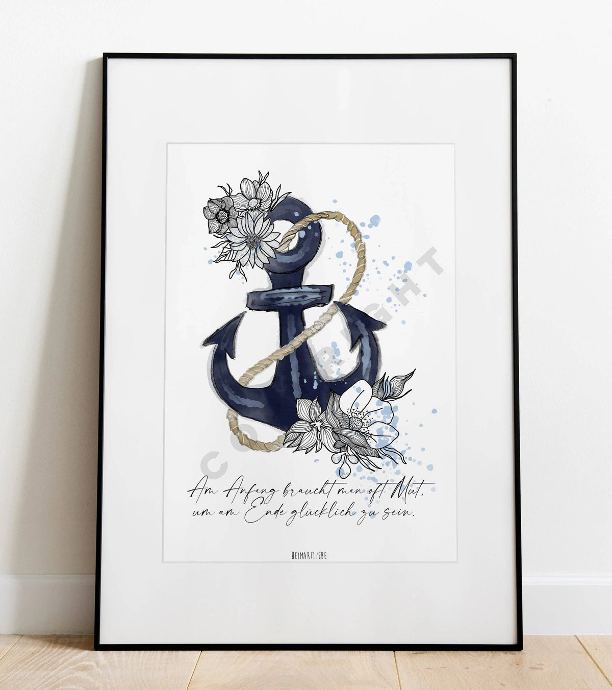 Kunstdruck Passepartout Mutanker mit Spruch 30x40cm Heimartliebe