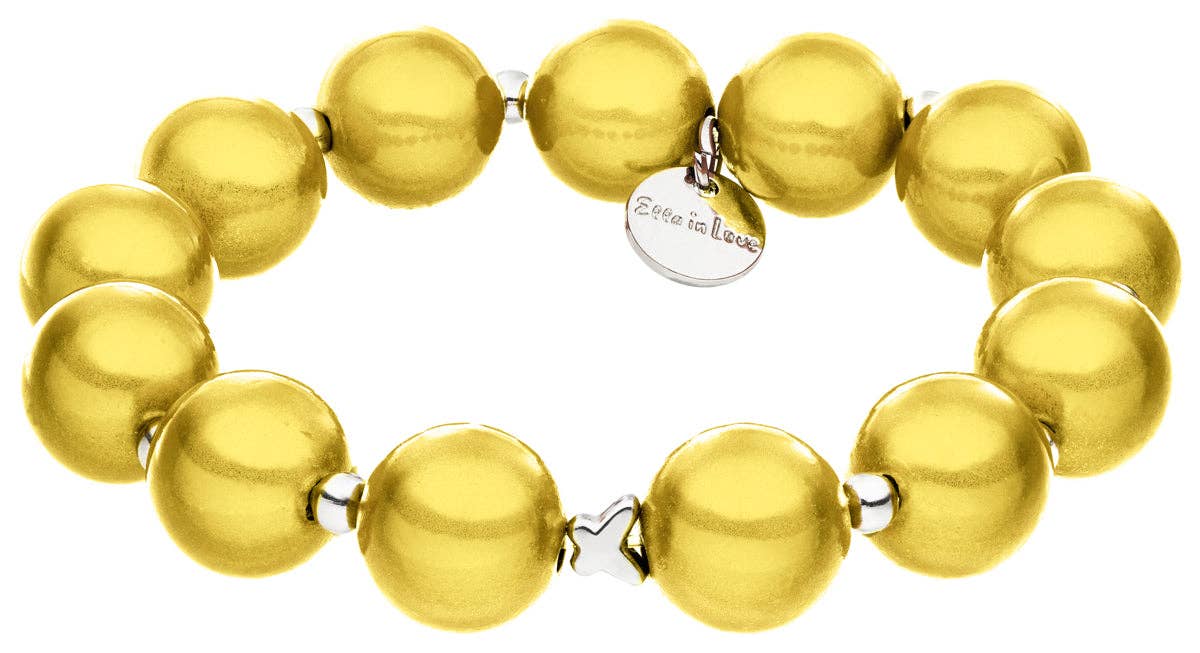 Ella in Love Perlenarmband 10mm Ø Hellgelb Schmetterling Silber3