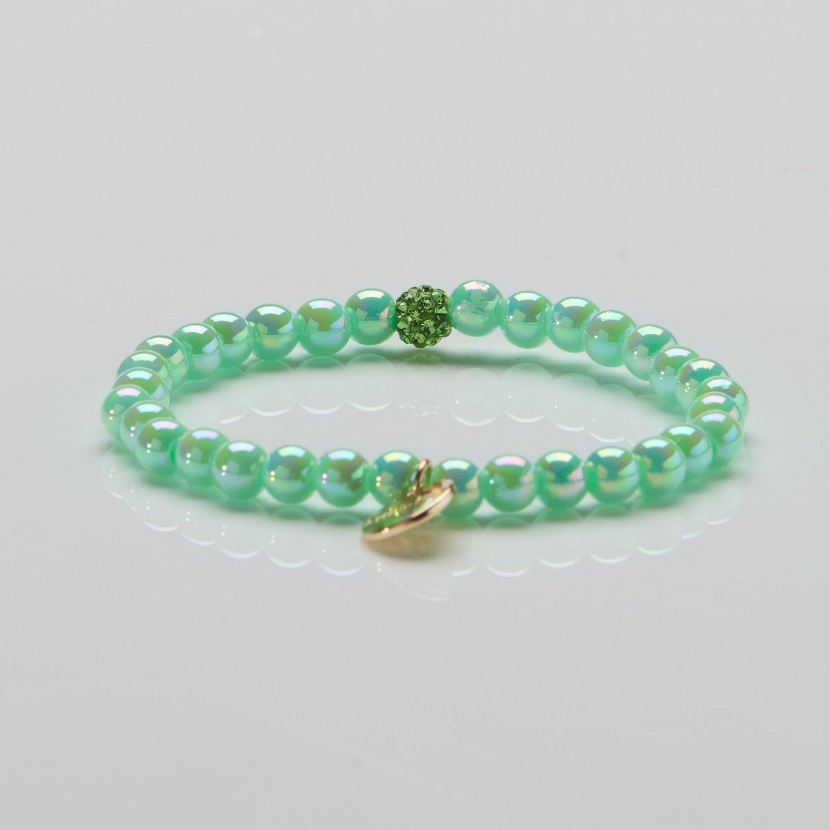 Ella in Love Perlenarmband 6mm Ø Ocean Mint mit Glitzerperle