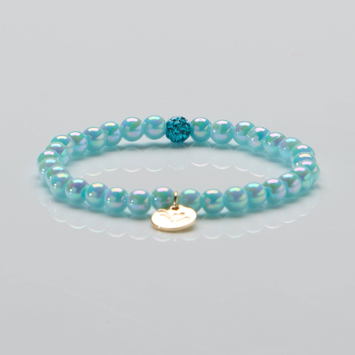 Ella in Love Perlenarmband 6mm Ø mit Glitzerperle Azure Pearl