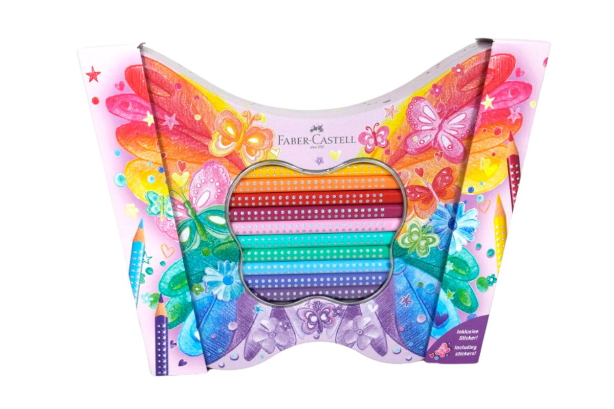 Faber Geschenkset Sparkle 20 Buntstifte Schmetterling2