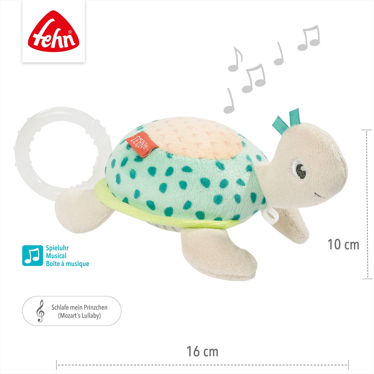Fehn Mini-Spieluhr Schildkröte Baby Einschlafhilfe Schildkröte Kuscheltier mit Befestigung 5