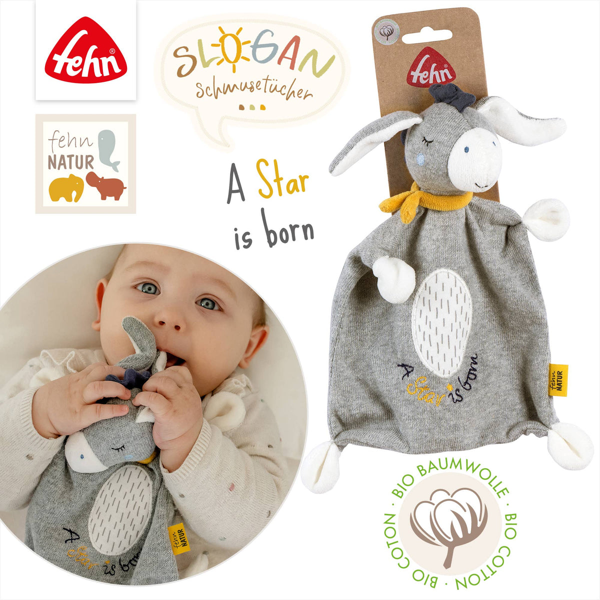 Fehn Schmusetuch Esel Star Einschlafhilfe & Schnuffeltuch Babyspielzeug6