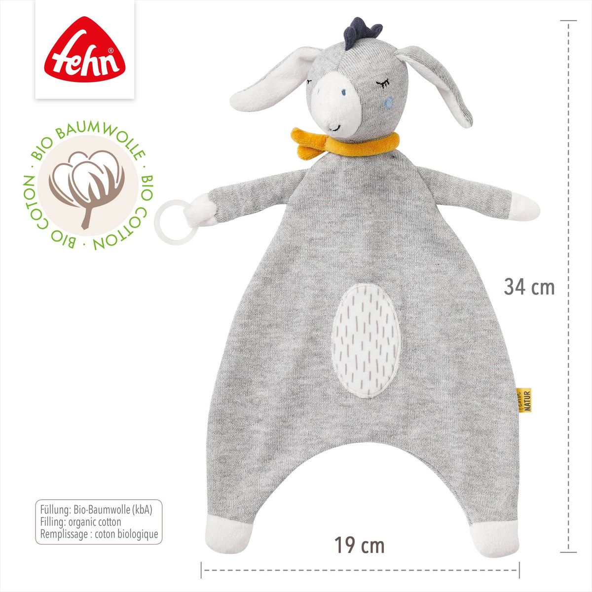 Fehn Schmusetuch Esel aus der Fehnnatur Kollektion Einschlafhilfe & Schnuffeltuch4