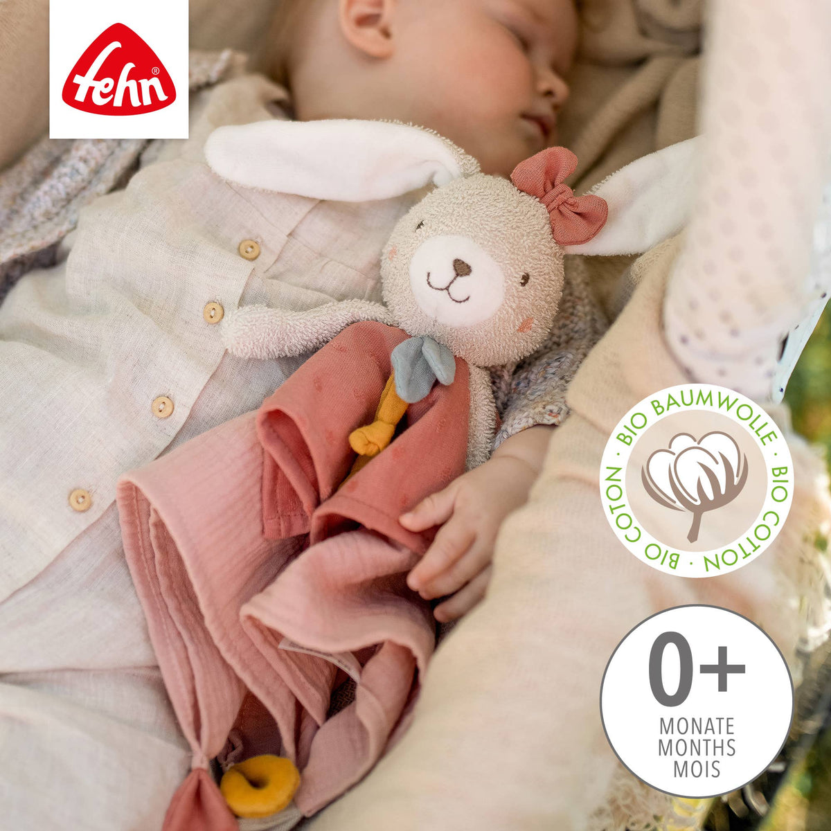 Fehn Schmusetuch Hase Fehn Natur Einschlafhilfe & Schnuffeltuch Babyspielzeug3