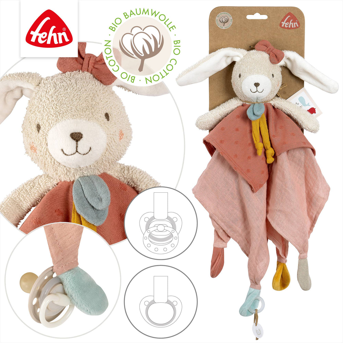 Fehn Schmusetuch Hase Fehn Natur Einschlafhilfe & Schnuffeltuch Babyspielzeug5