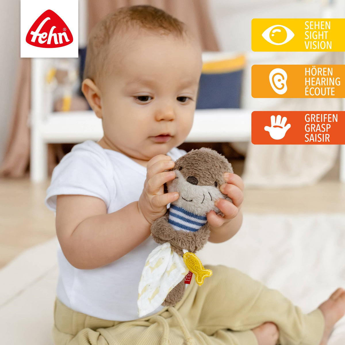 Fehn Stabgreifling Otter Babyspielzeug greifen fühlen rasseln2