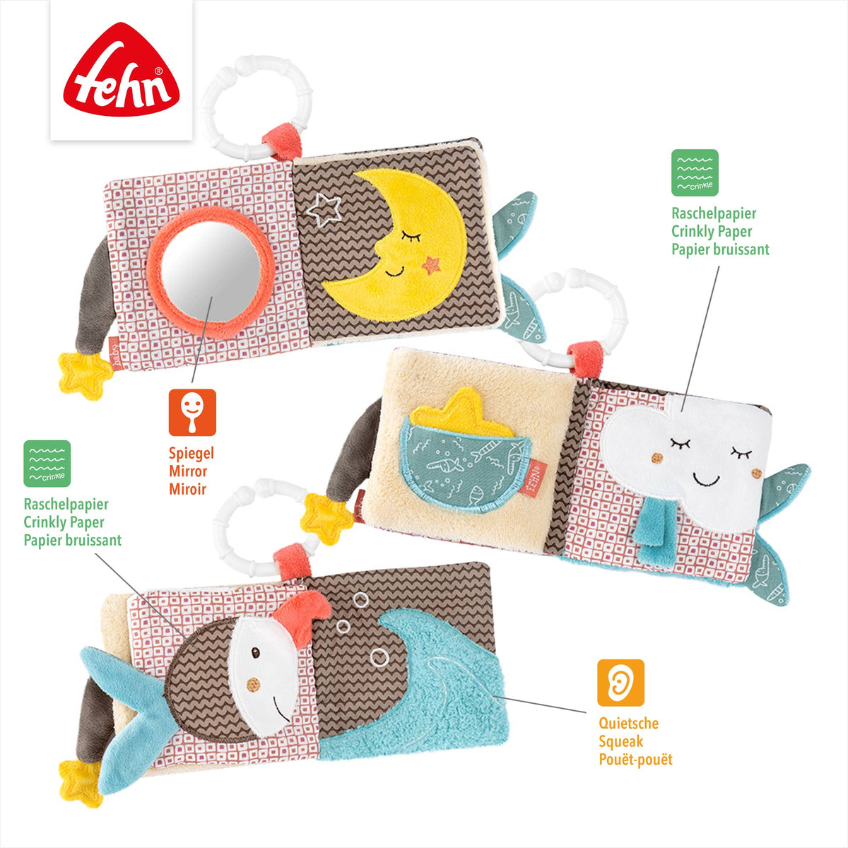 Fehn Stoffbuch Bruno Fühlbuch mit Tier Motiven Babyspielzeug3