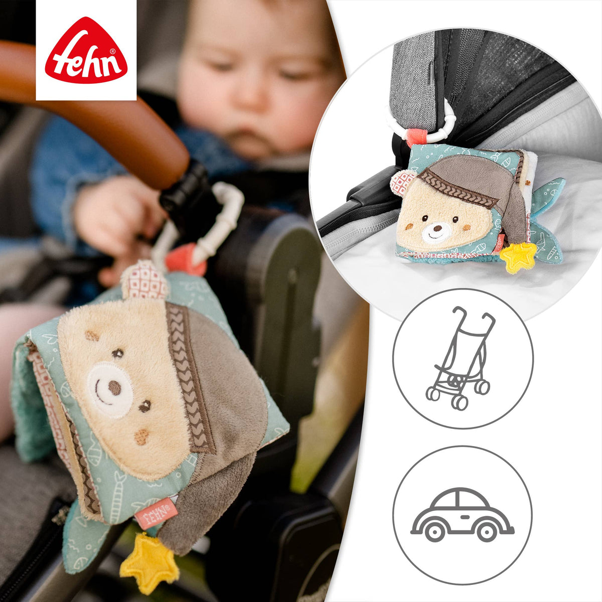 Fehn Stoffbuch Bruno Fühlbuch mit Tier Motiven Babyspielzeug6