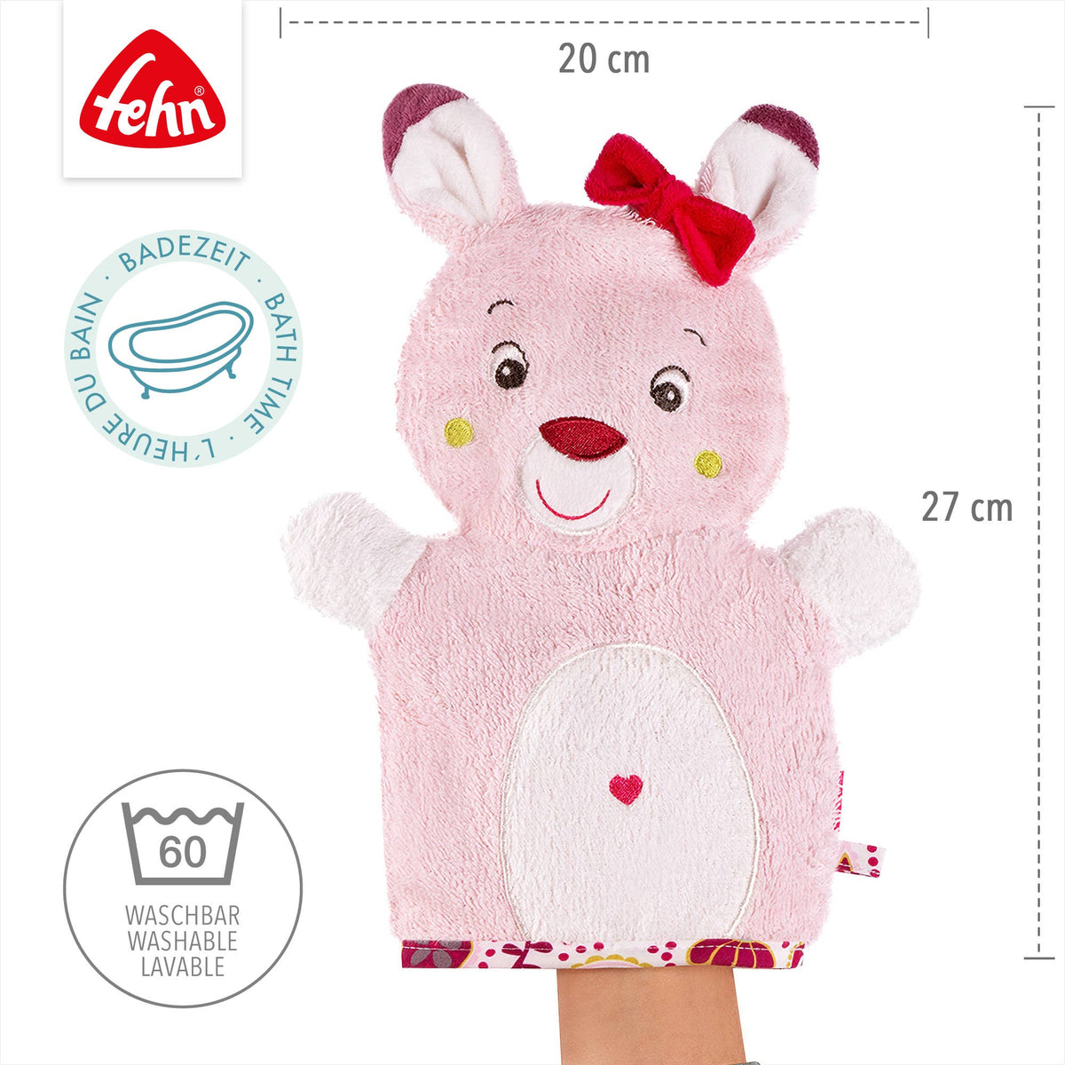 Fehn Waschhandschuh Rehkitz Waschlappen mit Tiermotiv Badespaß4
