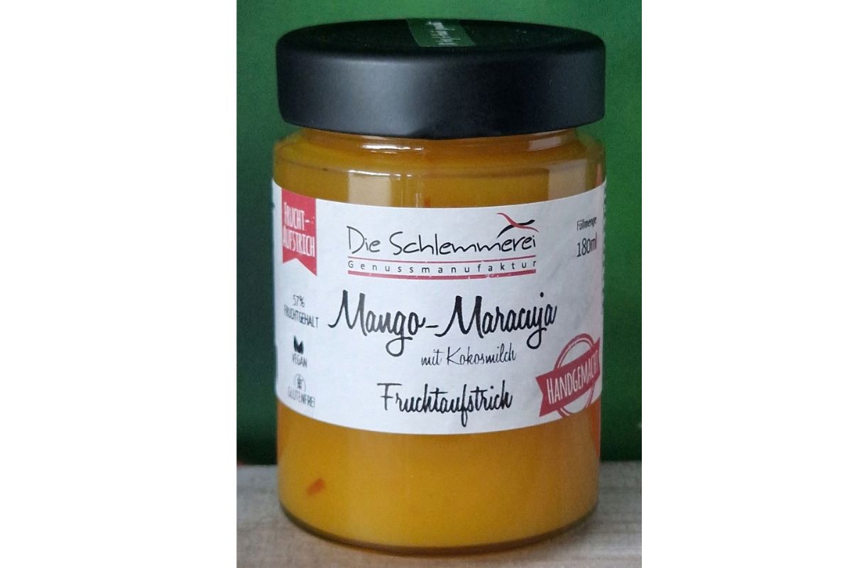 Fruchtaufstrich Mango-Maracuja & Kokosmilch 180ml Handgemacht Vegan - Glutenfrei