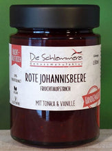 Lade das Bild in den Galerie-Viewer, Fruchtaufstrich ROTE JOHANNISBEERE mit Tonka & Vanille Handgemacht 180ml