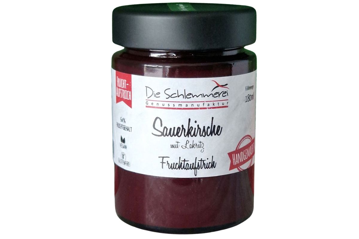 Fruchtaufstrich Sauerkirsche mit Lakritz 180ml Handgemacht Vegan - Glutenfrei2