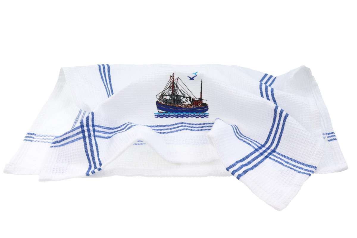 Geschirrtuch Waffelstruktur Schiff 50x70cm Maritimer Stil