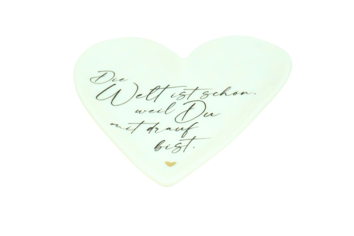 Good old friends Mini Herzteller Porzellan Die Welt ist schön, weil Du mit drauf bist. Handbemalt7