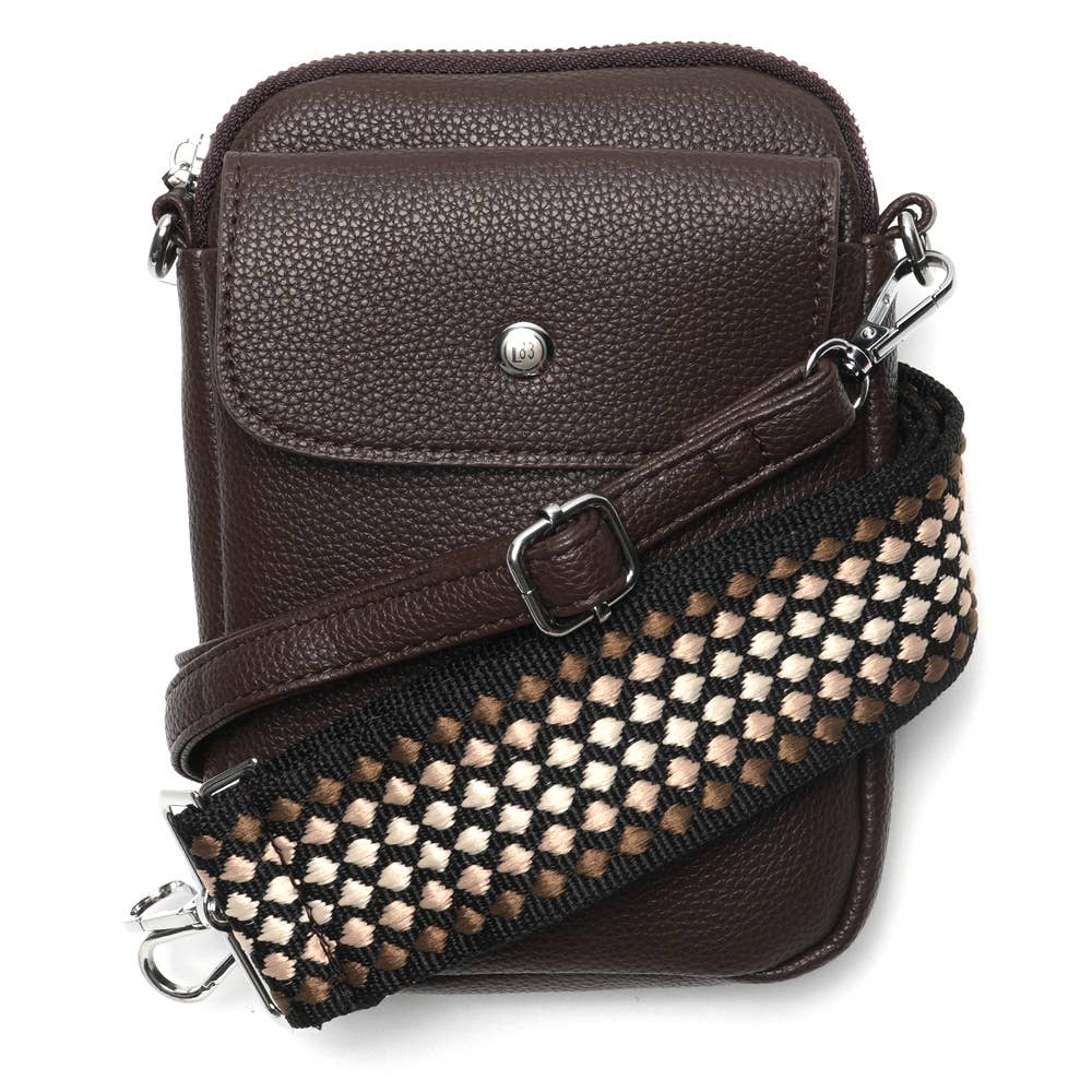 Handtasche Liva Dunkelbraun Handytasche mit Schultergürtel LOT83