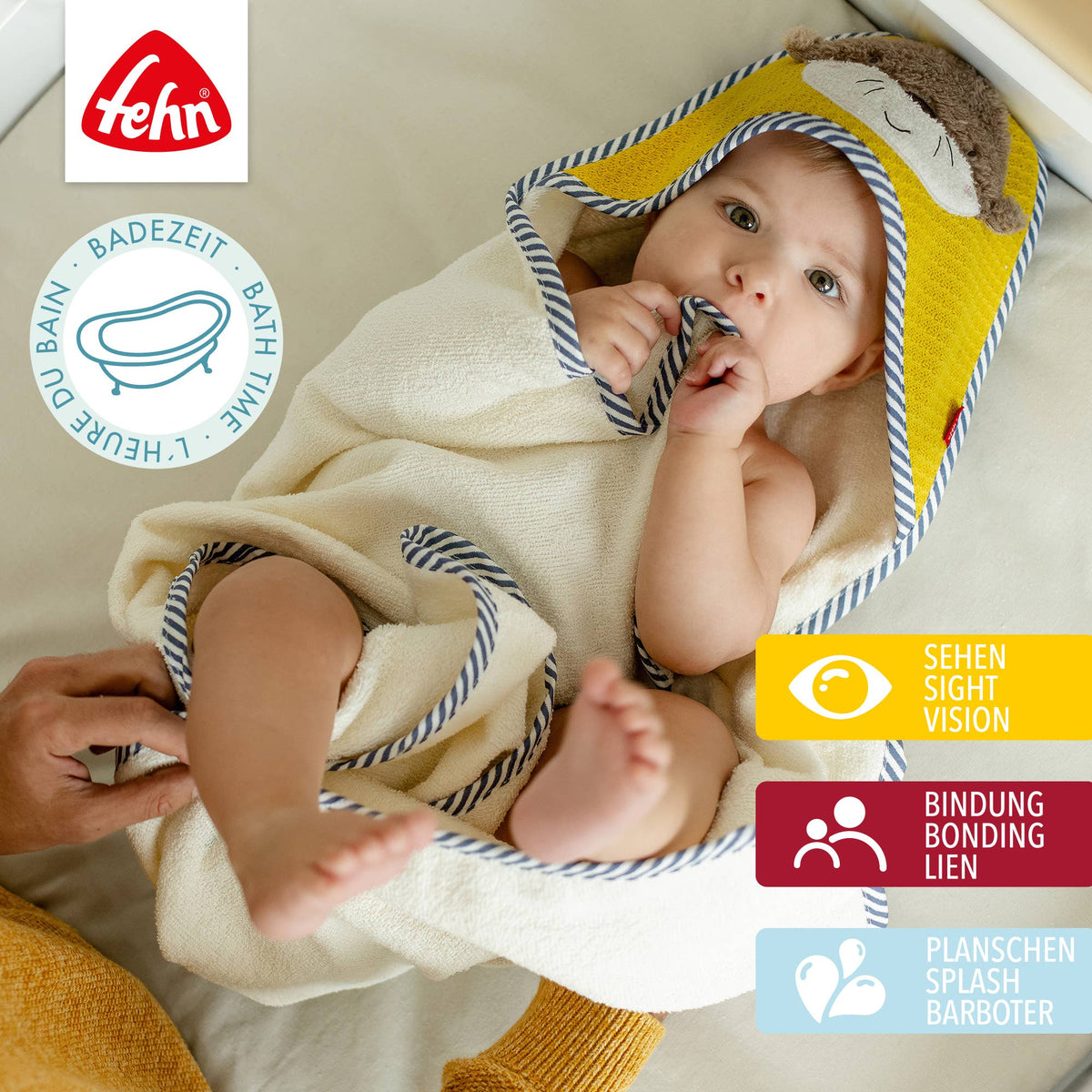 Kapuzenbadetuch Otter Babyhandtuch mit Kapuze und kuschliger Otter Applikation2