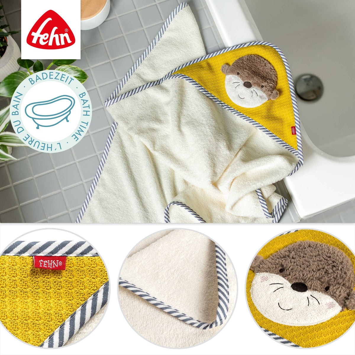 Kapuzenbadetuch Otter Babyhandtuch mit Kapuze und kuschliger Otter Applikation5