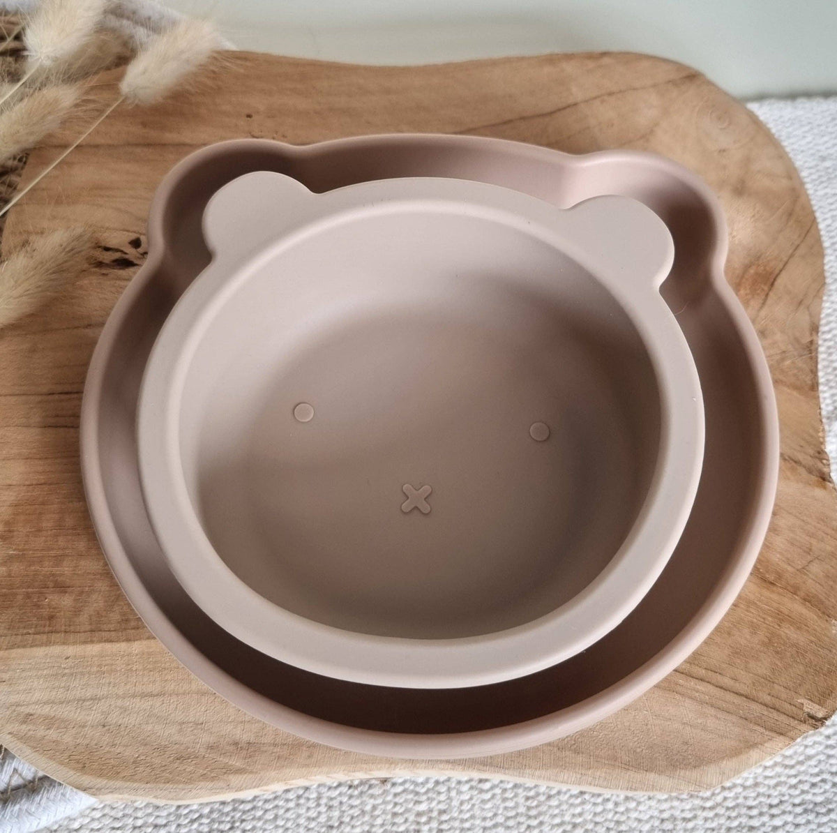 Kinder Bärenteller aus Silikon Kinderteller mit Saugnapf Farbe Sand4
