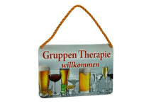 Lade das Bild in den Galerie-Viewer, Deko Blechschild Aufhänger Gruppen Therapie willkommen