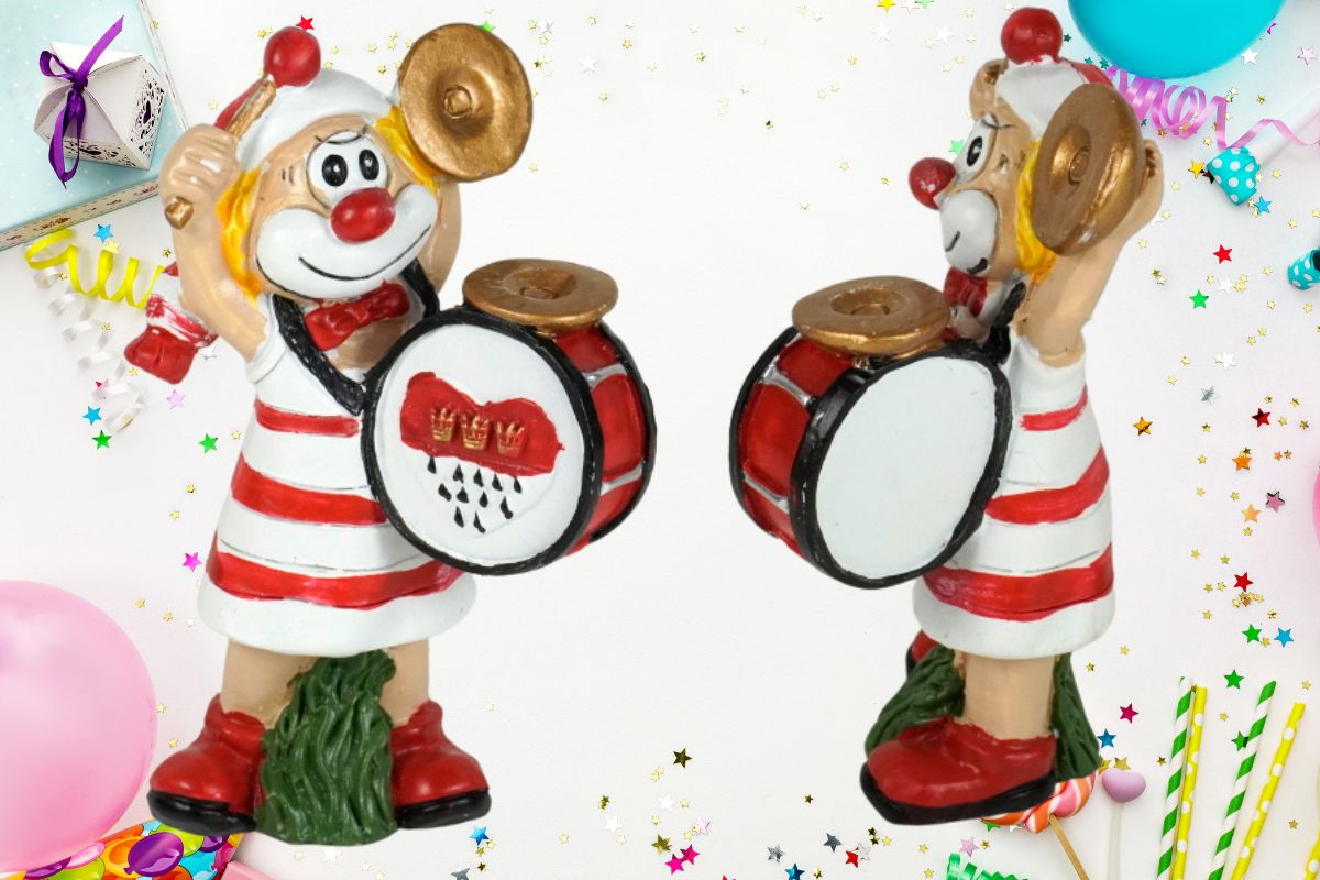 Schmitzens Karnevals Clown Figur Tamborin Schmitz mit Trumm 10 cm Kölner Karneval2
