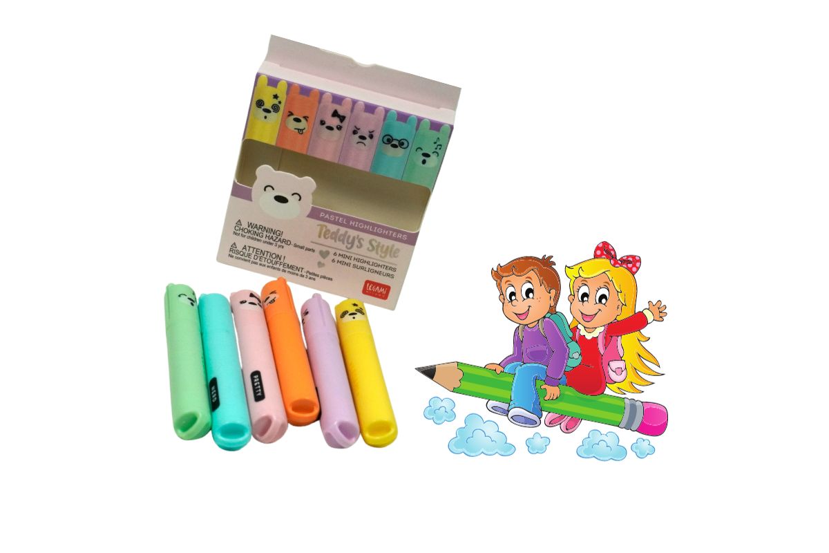 Legami 6 Mini-Textmarker Teddy’s Mood Pastellfarben6