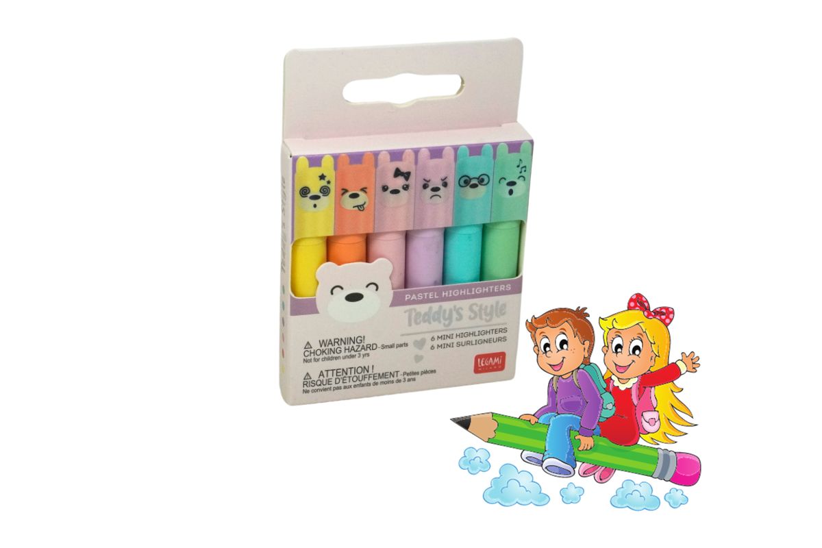 Legami 6 Mini-Textmarker Teddy’s Mood Pastellfarben3