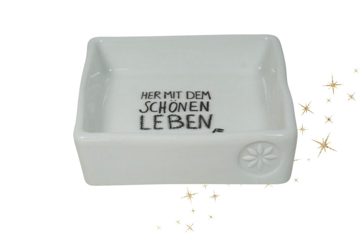 Good old friends Wunschschälchen Her mit dem schönen Leben Porzellan Handbemalt4