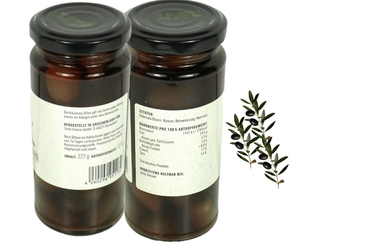 Schwarze Kalamata Oliven mit Kern in Lake ANEMOS 227 g2