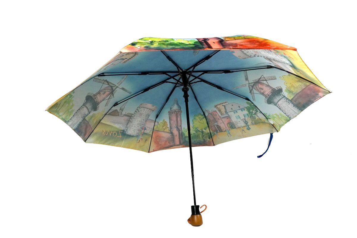 Taschenschirm Regenschirm Aquarell Druck Zons Ansichten Zons Souvenir7