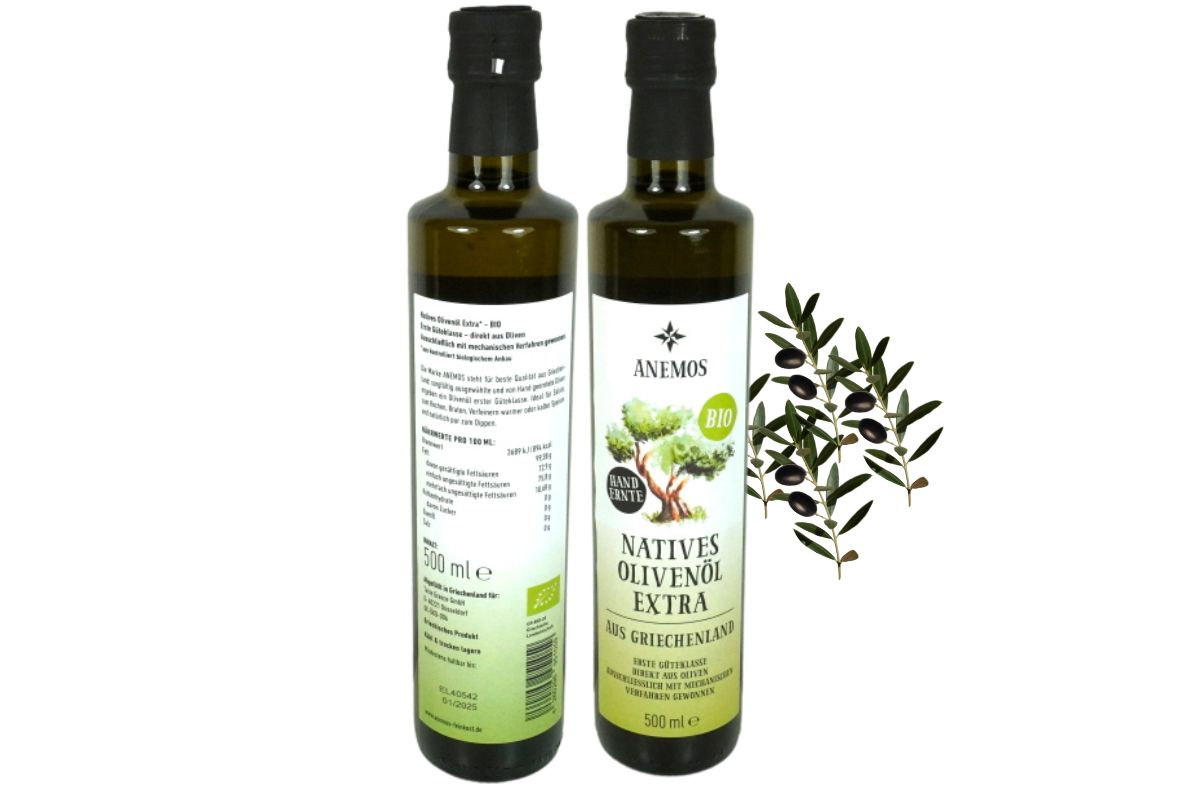 Anemos Natives Olivenöl Extra Handernte 500ml2