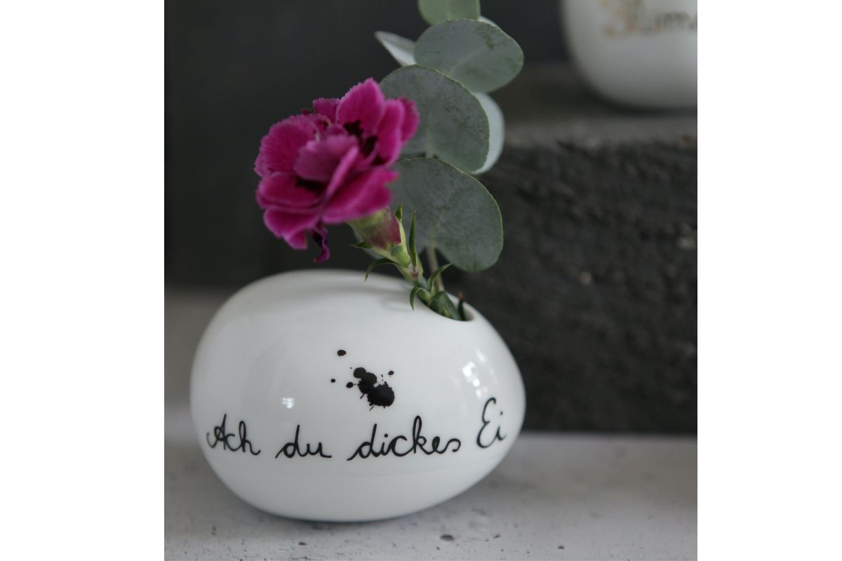 Good old friends Eiervase Ach du dickes Ei Oster Deko Handarbeit 8cm