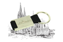 Lade das Bild in den Galerie-Viewer, Schlüsselanhänger Kölner Skyline Metall Textilband Schwarz Kölner Souvenir