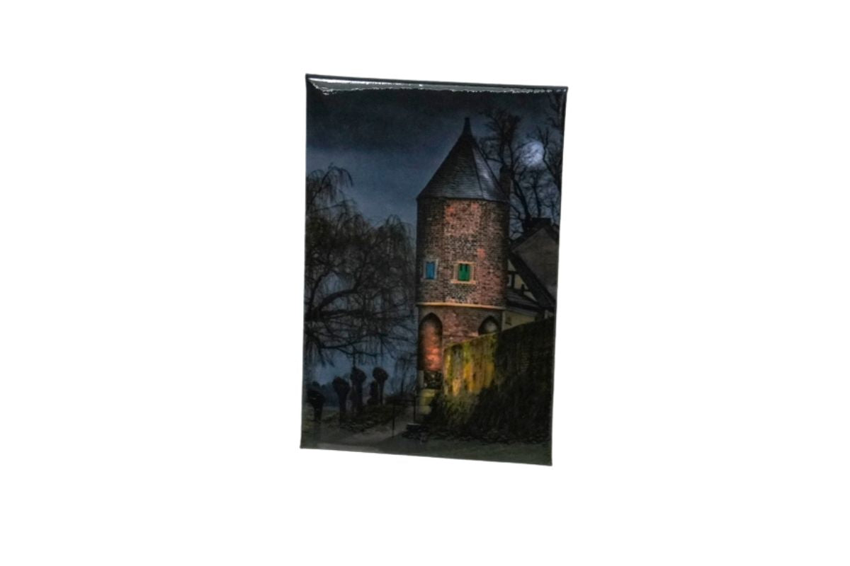 Magnet Pfefferbüchse Zons bei Vollmond Magnet mit Spruch Souvenir Feste Zons2