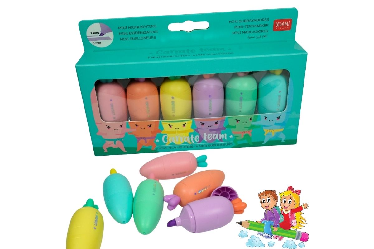 Legami Mini Textmarker Highlighters Carrate Team 6er Set