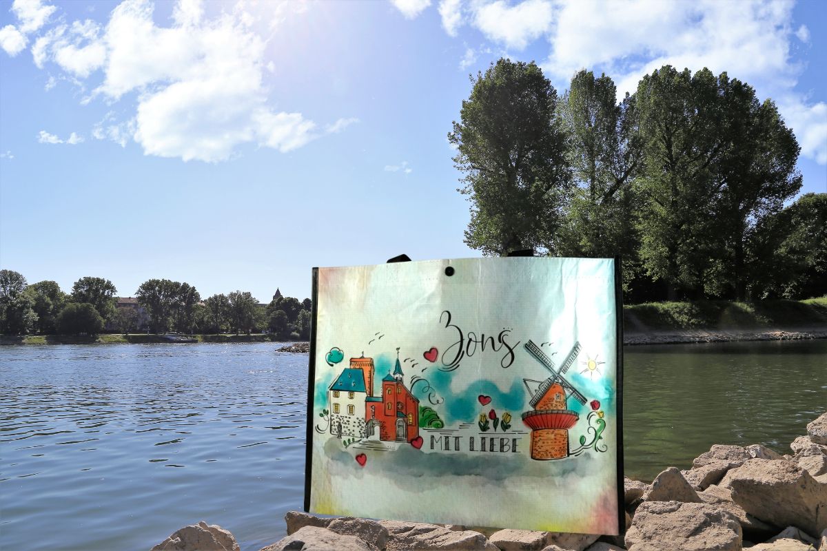 Zons Shopper Tasche Einkaufstasche PET Zons am Rhein Zons Souvenir 45cm