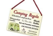 Lade das Bild in den Galerie-Viewer, Kulthänger KH 081 "Camping Regeln" Wandschild 2