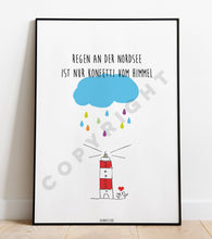 Lade das Bild in den Galerie-Viewer, Kunstdruck Poster "Regen An Der Nordsee Ist Konfetti" A4 Heimartliebe