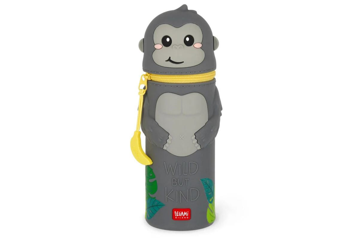 Legami 2-in-1-Federmäppchen aus Silikon Gorilla „Wild but Kind“ - Kawaii