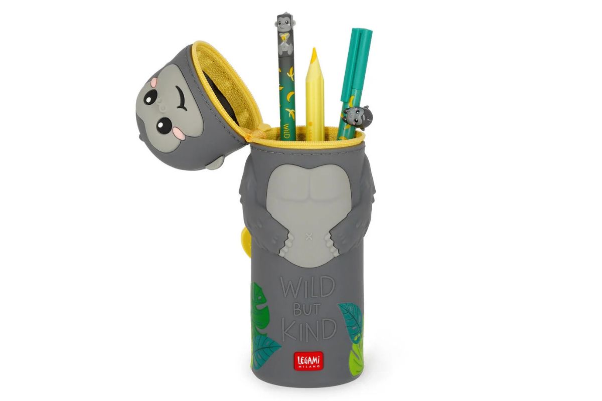 Legami 2-in-1-Federmäppchen aus Silikon Gorilla „Wild but Kind“ - Kawaii7