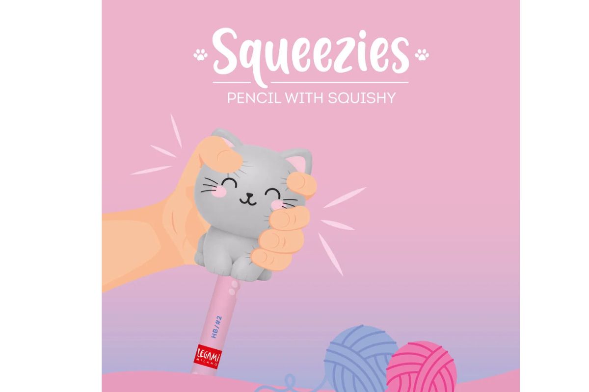 Legami Anti-Stress-Bleistift Kitty „Be Curious“ - Squeezies with Squishy