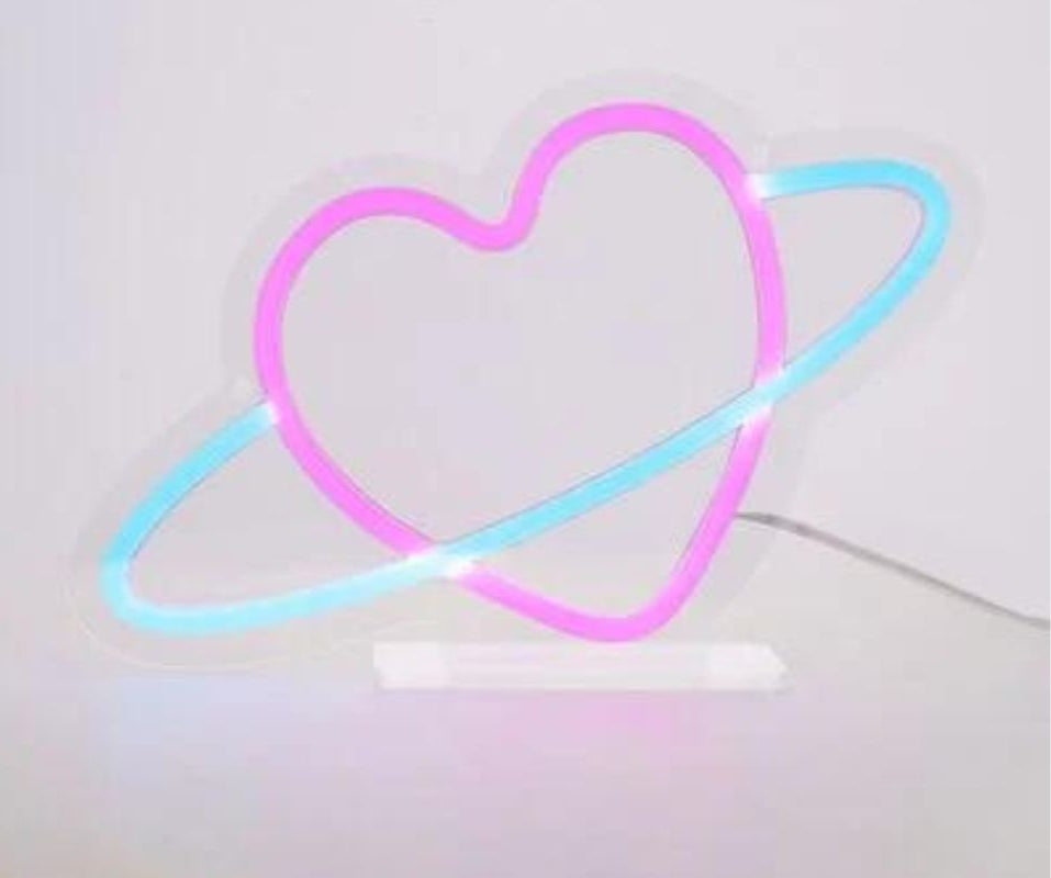 Legami Deko Leuchtschrift zum Aufhängen Neon Effekt Led Light Schild It's a Sign Planet Heart