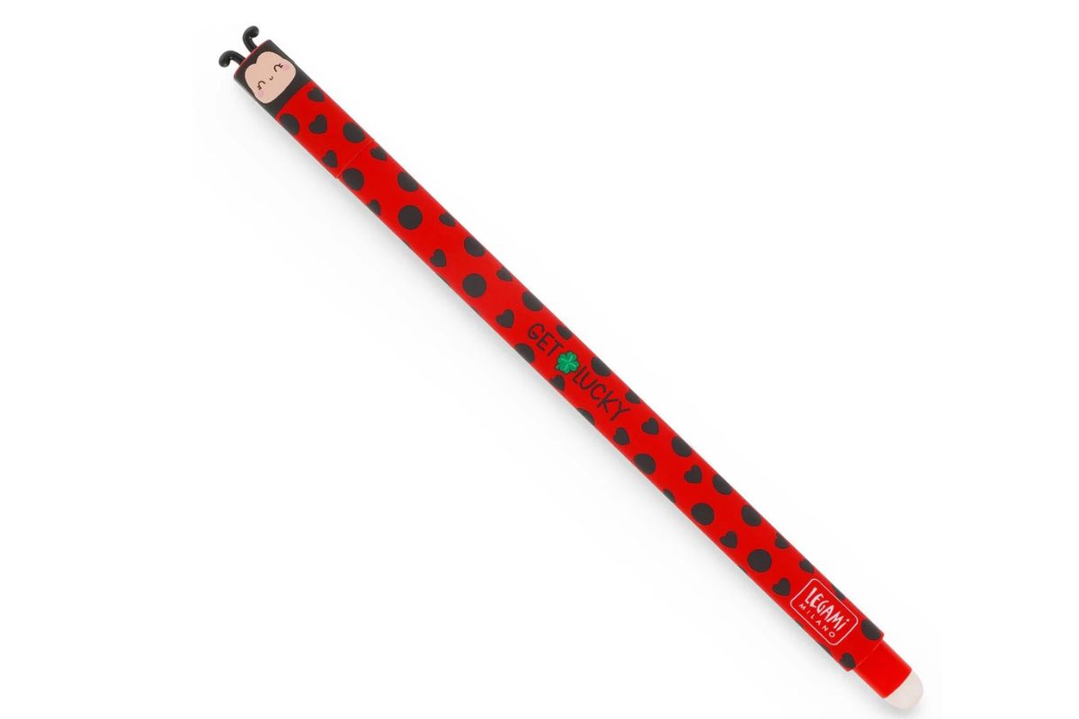 Legami Erasable Pen mit Marienkäfer-Motiv! Ladybug "Get Lucky" Löschbarer Gelstift