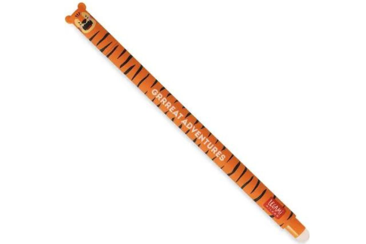 Legami Erasable Pen mit Tiger Motiv! Grrrreat Adventures Löschbarer Gelstift Orange Tinte