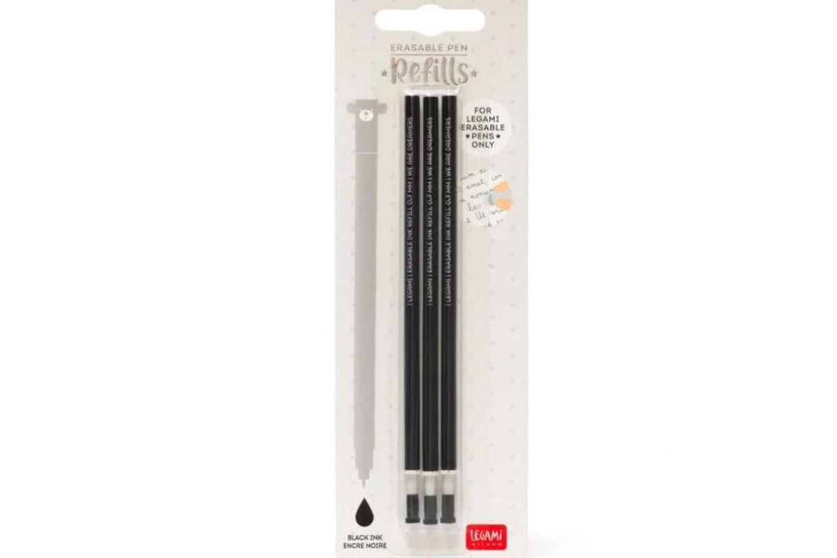 Legami Ersatzminen 3er Set für löschbaren Gelstift Erasable Pen Schwarze Tinte