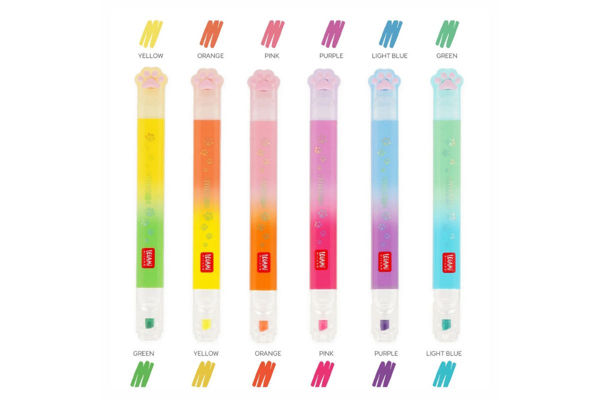 Legami Set 6 Doppelspitzen Textmarker Kitty Meow