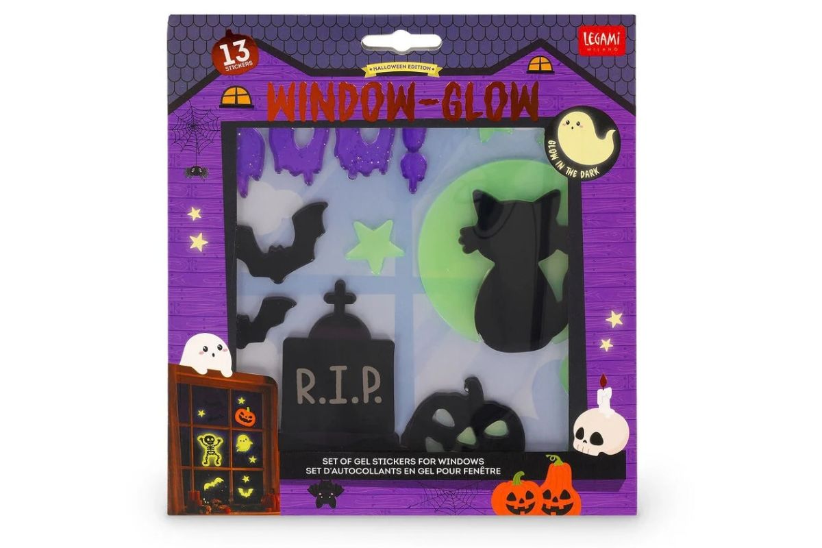 Legami Set mit 13 Gel Fensteraufklebern Window Glow Halloween
