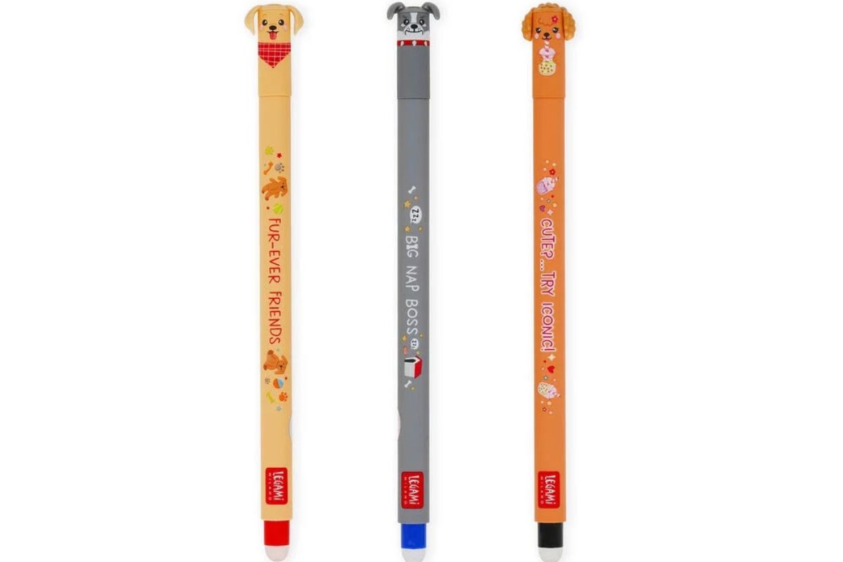 Legami Set mit 3 Löschbaren Gelstiften - Erasable Pen - Fur-ever Friends11
