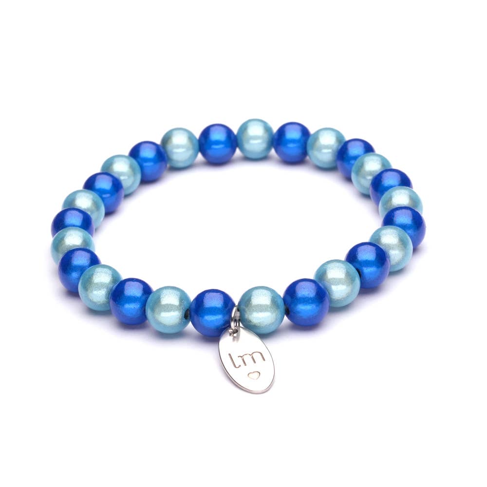 Lizzy Mae Damen Armband Blau Mix Galaxy Pearls 8mm Ø